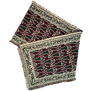 Christmas Table Runner Tree Decor Jacquard Reversible 100% Cotton Red Green 72"